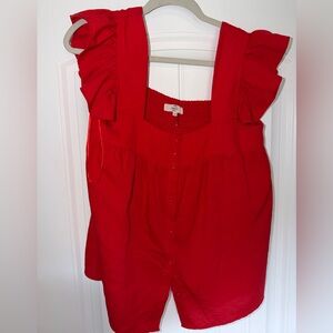 Entro Vibrant Red Ruffle Blouse